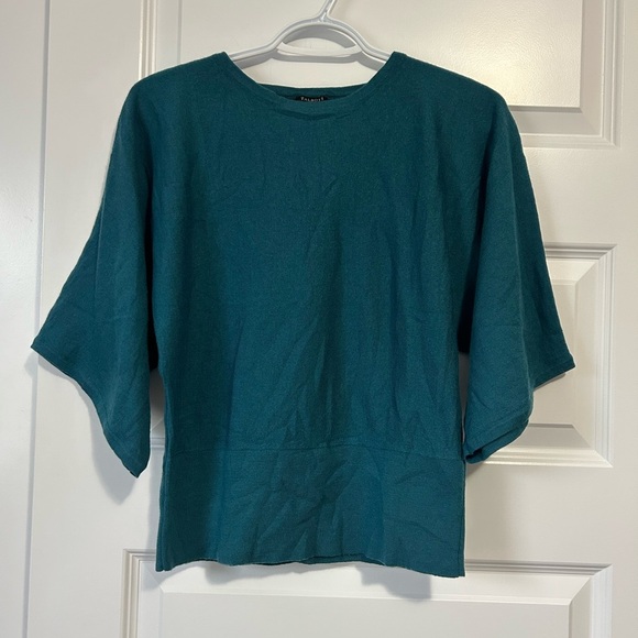 Talbots Merino Wool Teal Flowy Batwing Sleeve Top - Picture 1 of 7